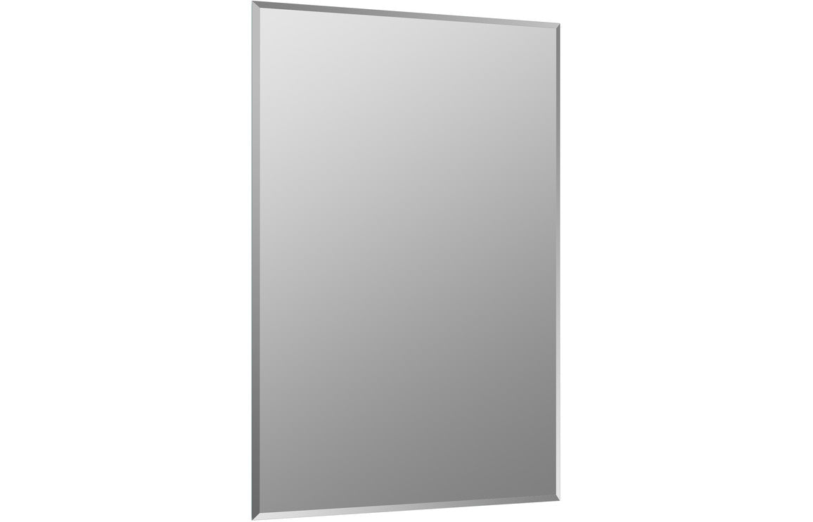 Rectangular grey mirror panel with silver frame
