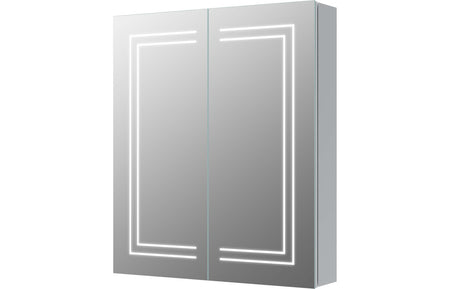 600mm front-lit LED mirror cabinet with two doors, bright perimeter lighting