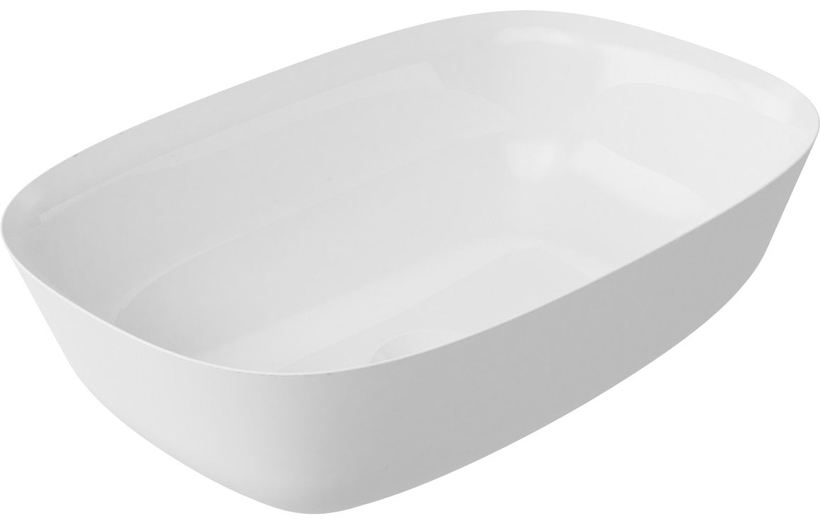 White resin washbowl, 460x320 mm rectangular oval basin