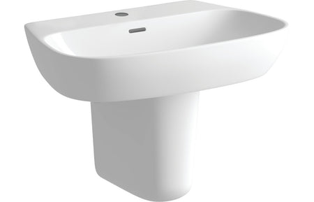 White semi-pedestal basin with single tap hole, 600x400 mm
