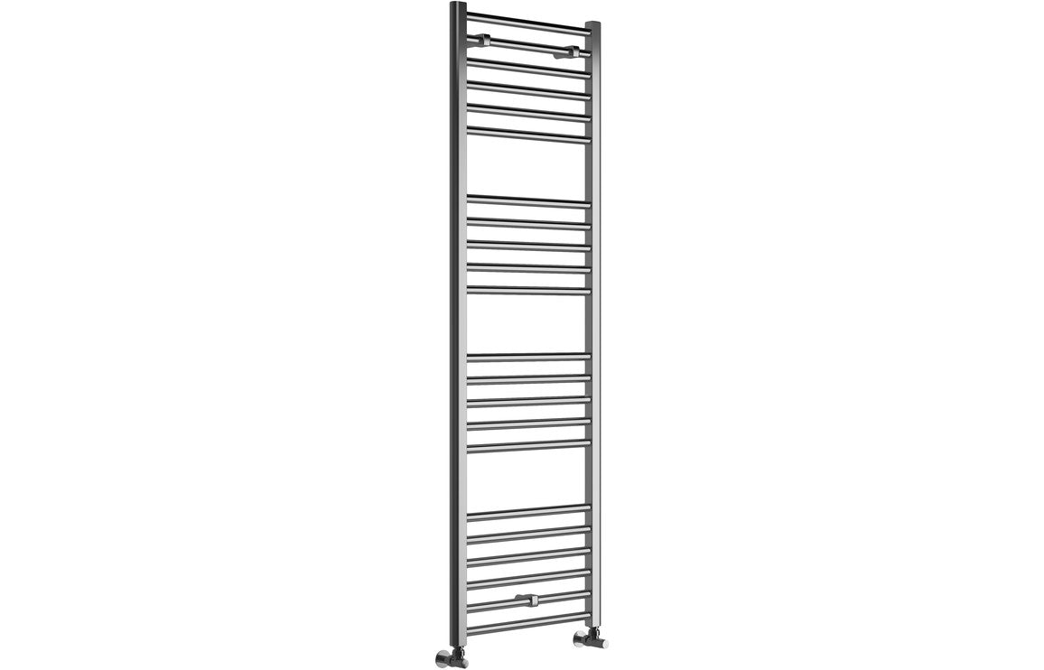 Chrome straight ladder radiator front view with stacked horizontal rails