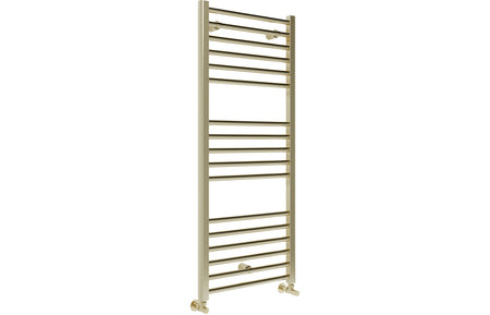 Straight ladder radiator with evenly spaced horizontal bars and top towel rail