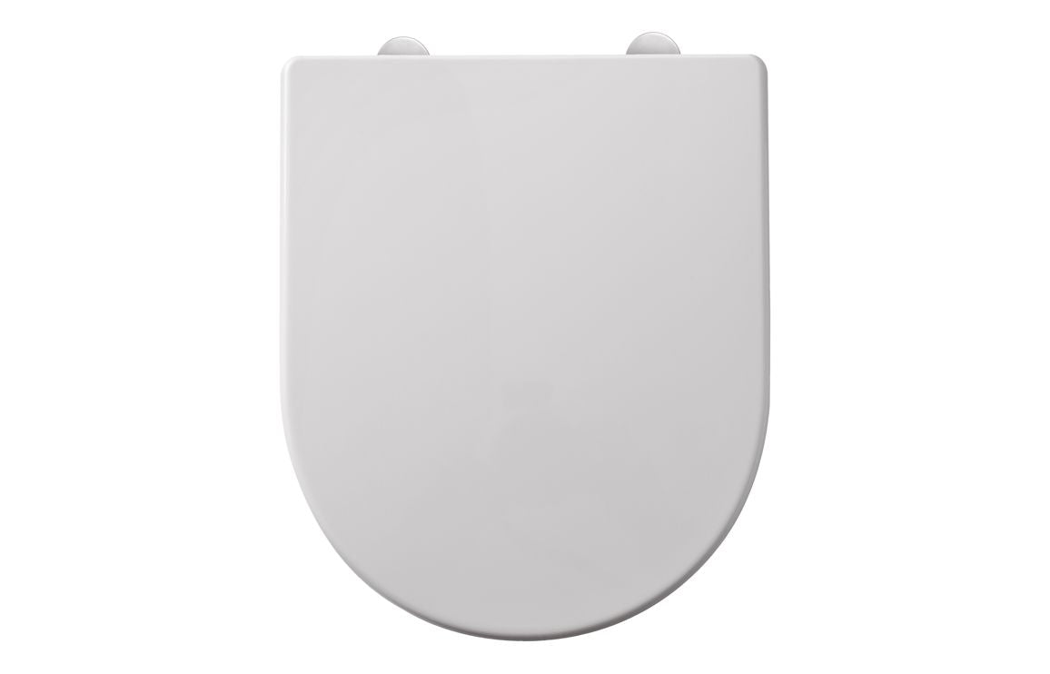 Laures soft-close white toilet seat with closed lid
