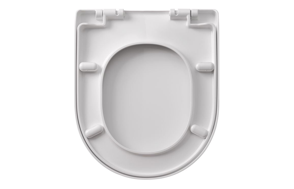 Laures soft-close white toilet seat with hinges and mounting clips