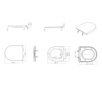 Laures soft-close toilet seat installation diagram with dimensions