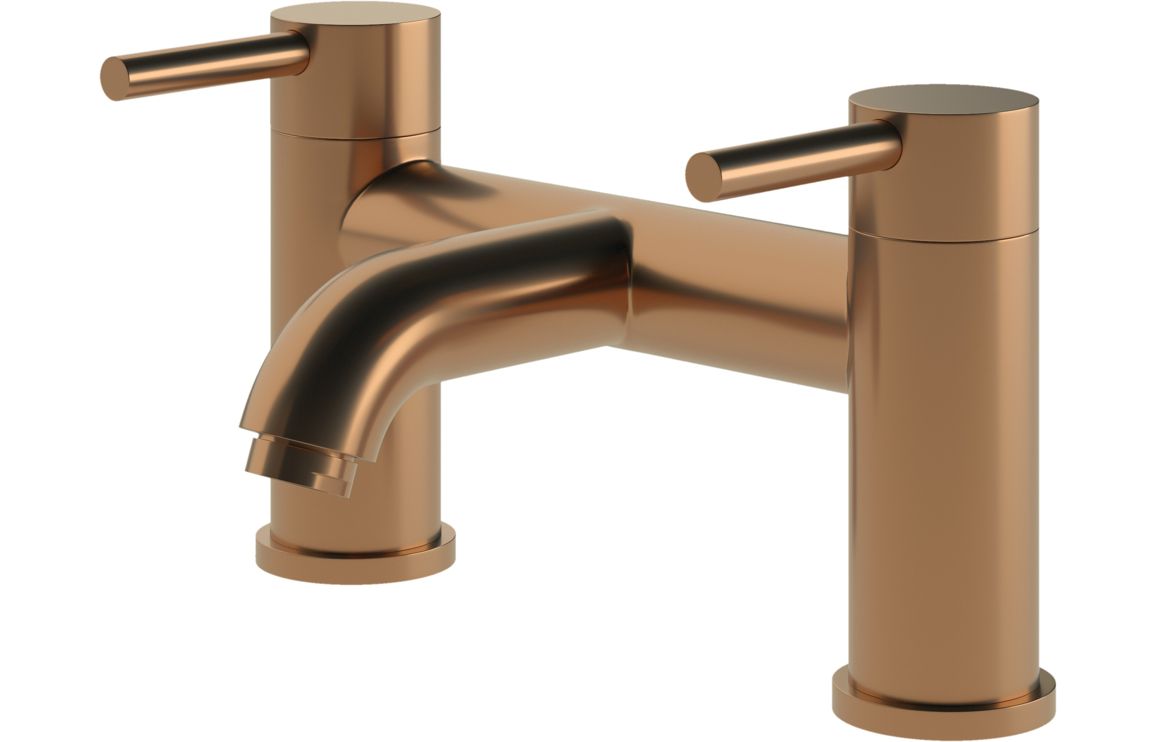 Brushed bronze two-handle bath faucet with single spout