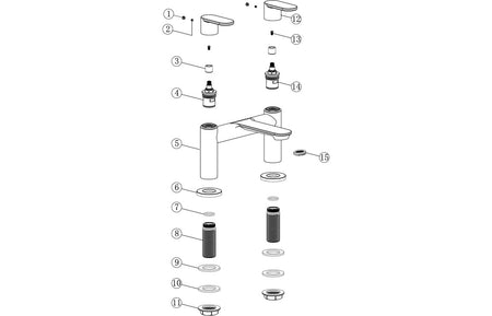 Chrome bath filler exploded parts diagram with components and seals