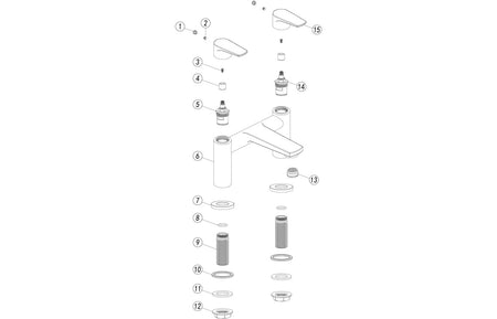 Chrome bath filler faucet exploded parts diagram