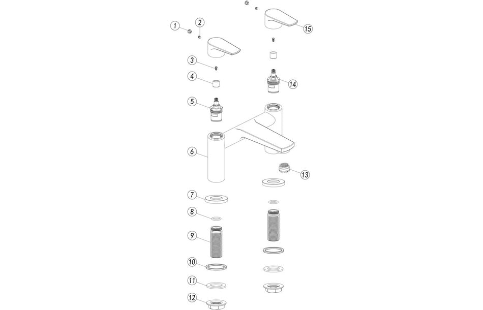 Chrome bath filler faucet exploded parts diagram