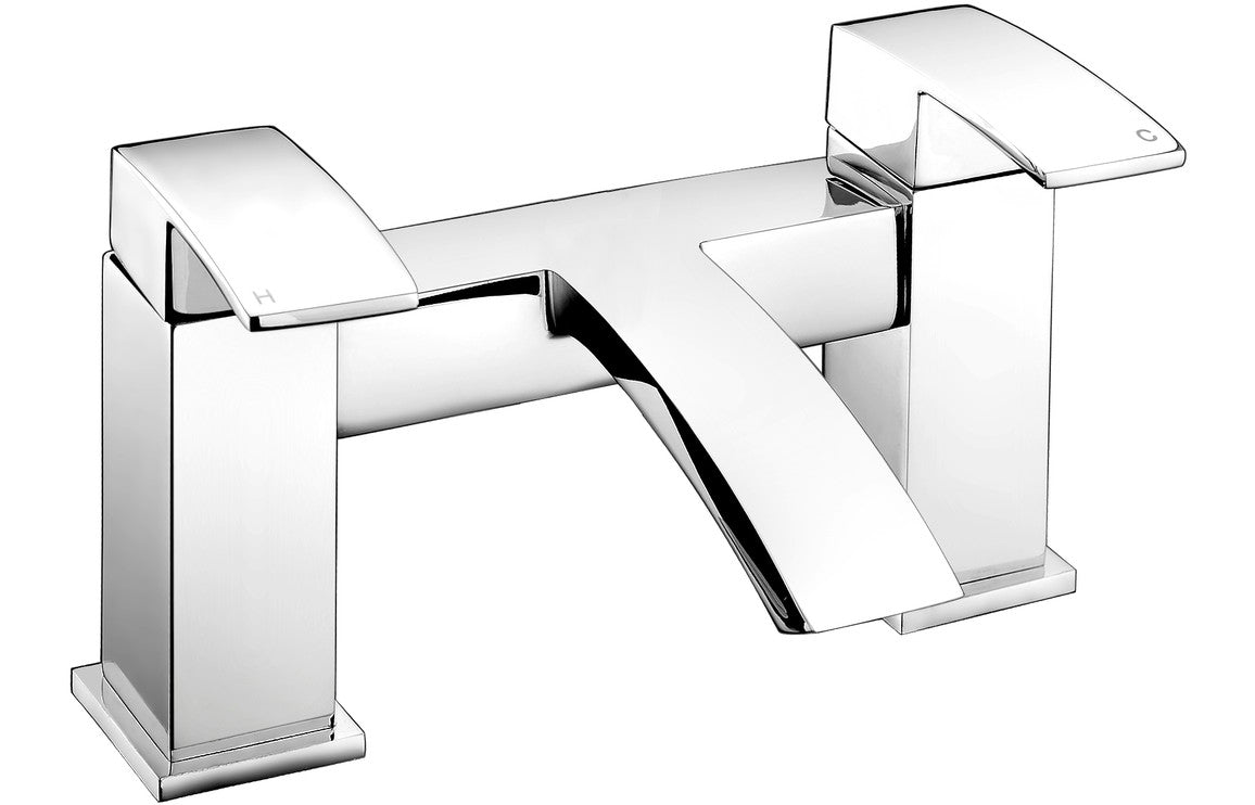 Chrome bath filler faucet with wide spout and cross handles