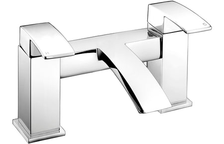 Chrome bath filler faucet with wide spout and cross handles