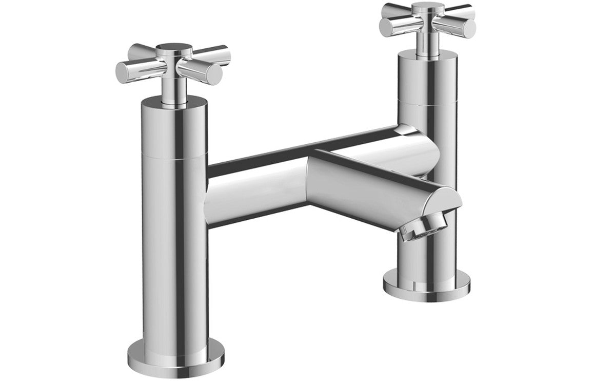 Chrome bath filler faucet with two cross handles and high spout