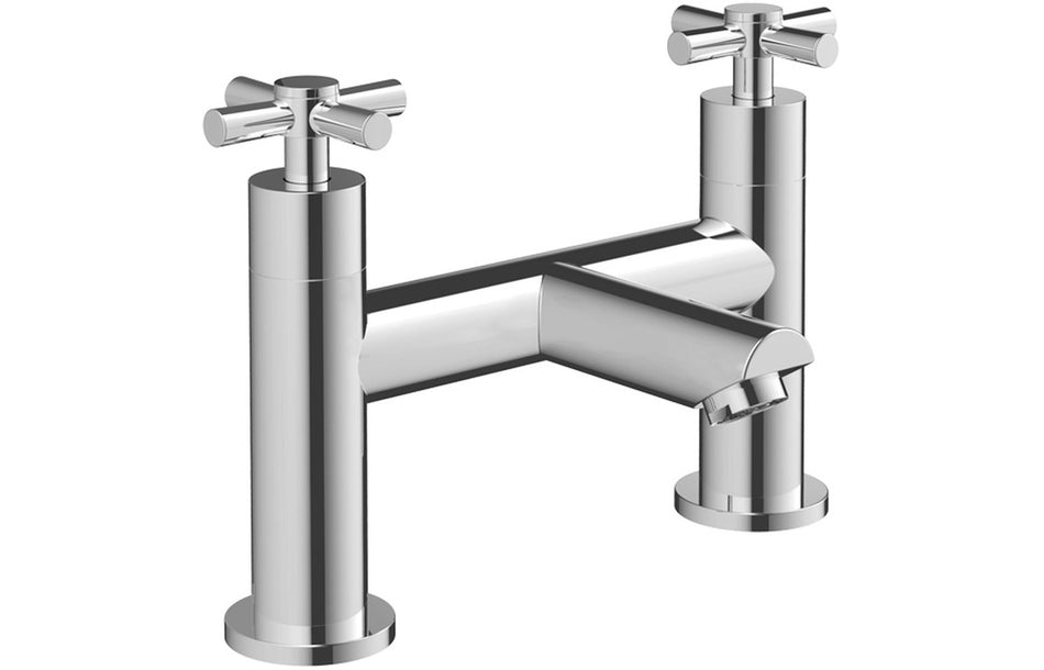 Chrome bath filler faucet with two cross handles and high spout
