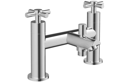 Oford chrome bath and shower mixer with two lever handles and spout