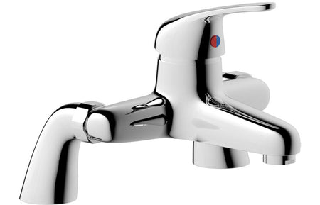 Chrome bath filler tap with curved spout and lever handles
