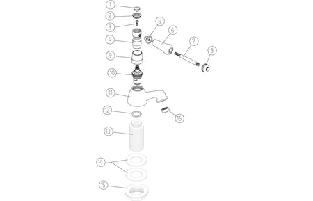 Exploded view of chrome bath pillar tap components and washer parts diagram