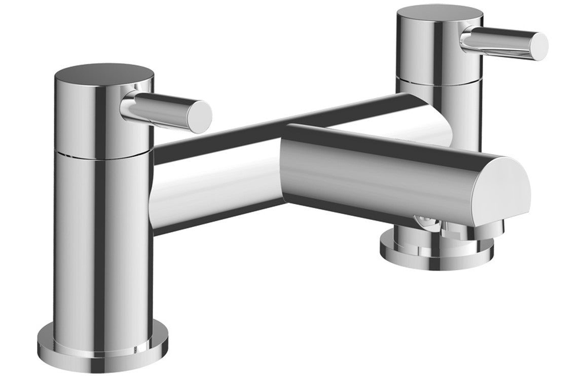 Chrome bath filler faucet with two handles and cross spout
