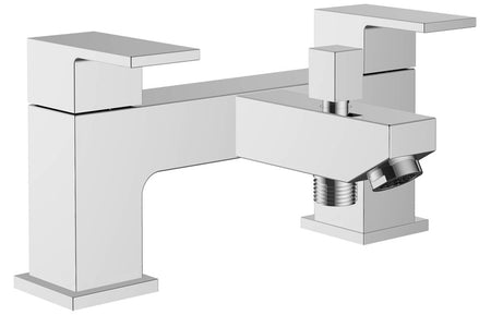 Chrome bath and shower mixer tap with bracket, square spout and lever