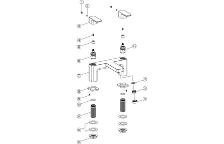 Chrome bath filler faucet exploded parts diagram
