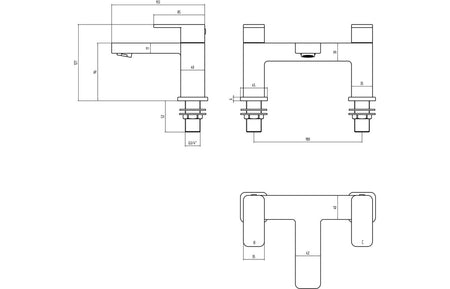Chrome bath filler faucet plumbing and parts technical diagram