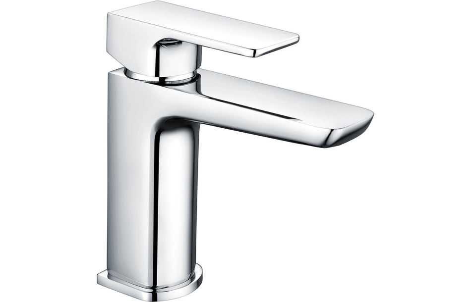 Chrome basin mixer tap with single lever and cylindrical spout