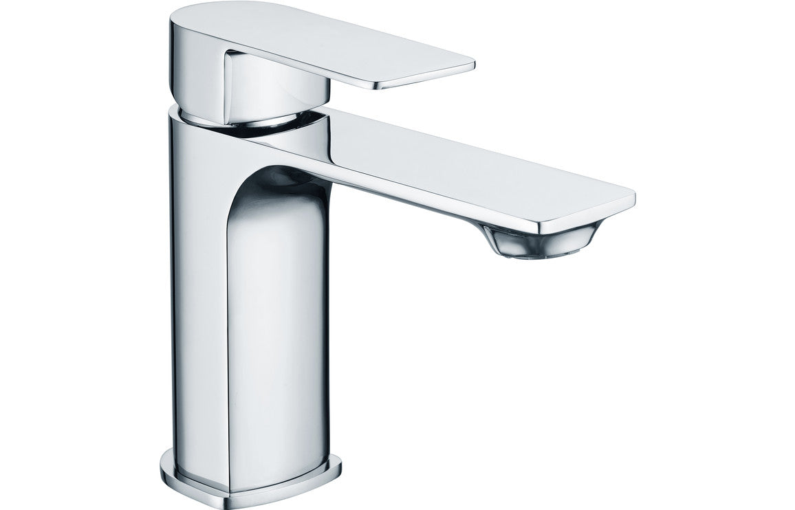 Chrome basin mixer tap with waste, tall single-lever spout