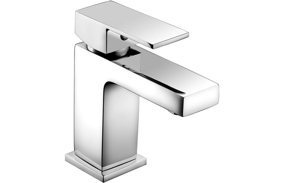 Chrome basin mixer tap with single lever and square spout