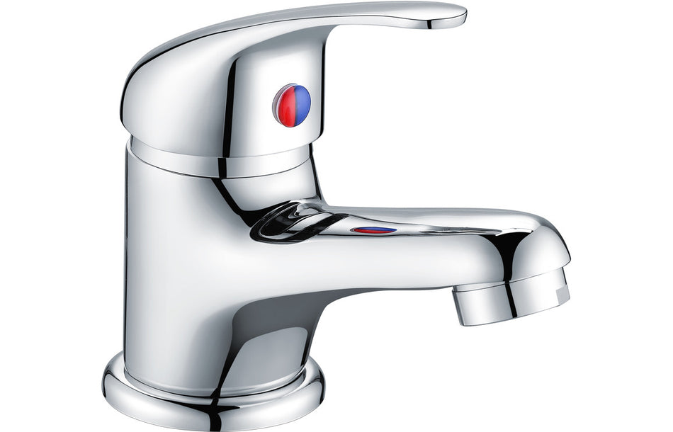 Chrome basin mixer tap with single lever and pull-up spout