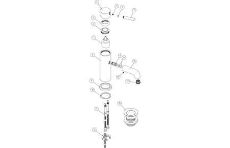 Pescera chrome basin mixer and waste exploded parts diagram