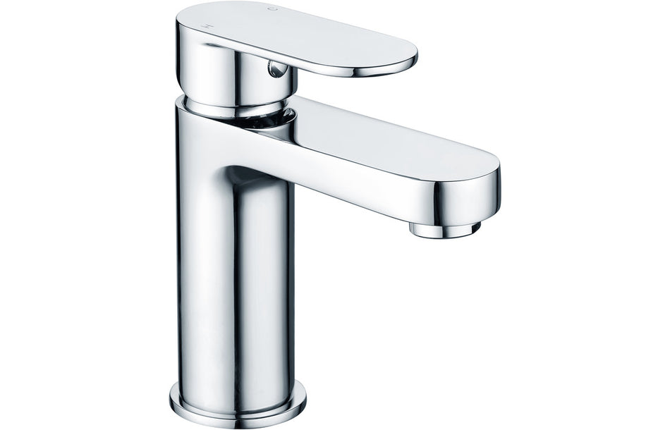 Chrome basin mixer tap with single lever and rounded spout