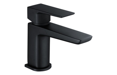Matt black basin mixer tap with tall cylindrical spout and lever handle