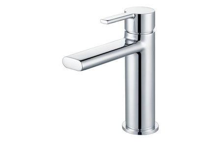 Chrome single-handle basin mixer tap with cylindrical spout