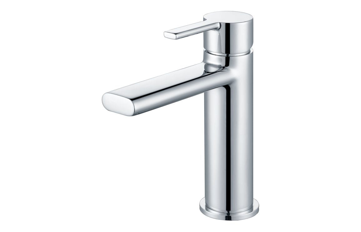 Chrome basin mixer tap with lever handle and tall spout