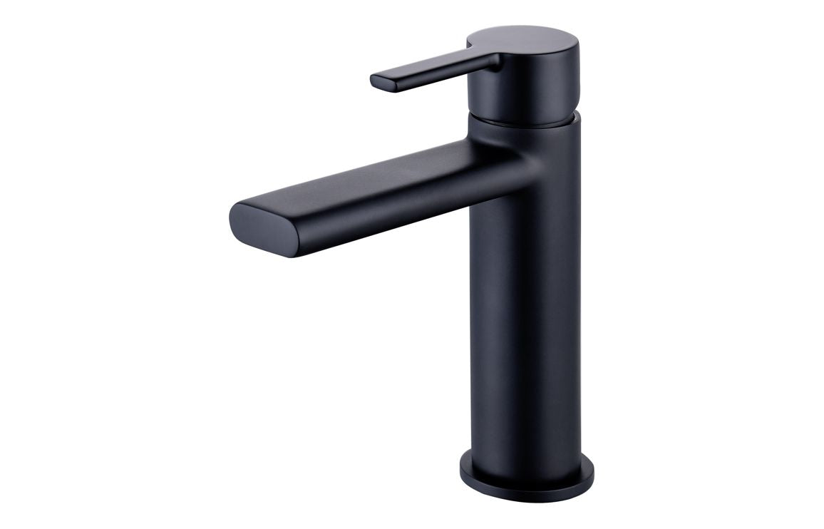 Matt black basin mixer tap with single lever and tall spout