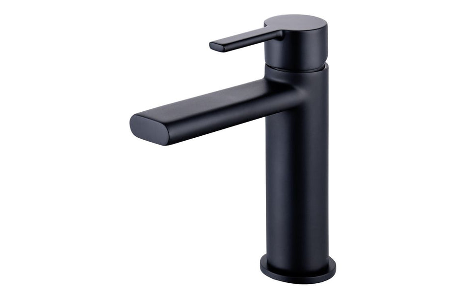 Matt black basin mixer tap with single lever and tall spout