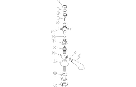 Exploded view of chrome pillar tap components and seals