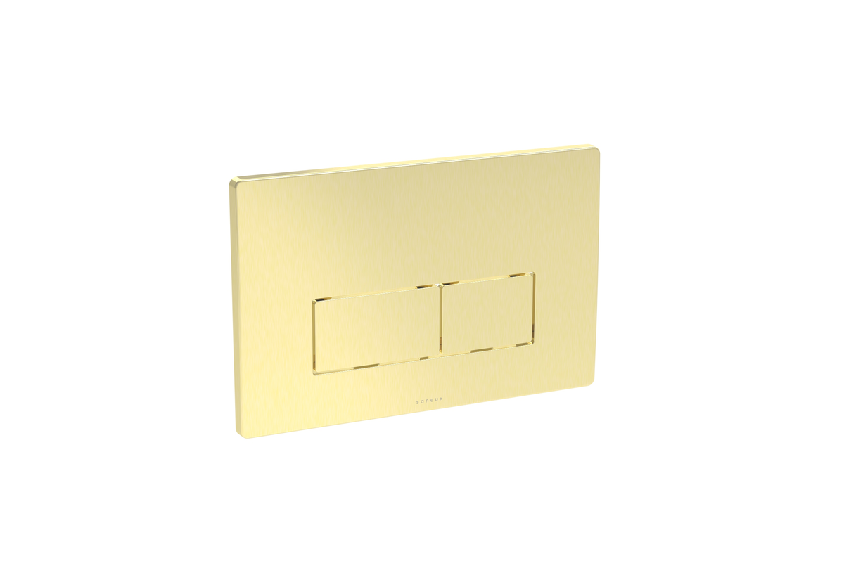 Square flush plate kit in brushed brass with actuator cutout