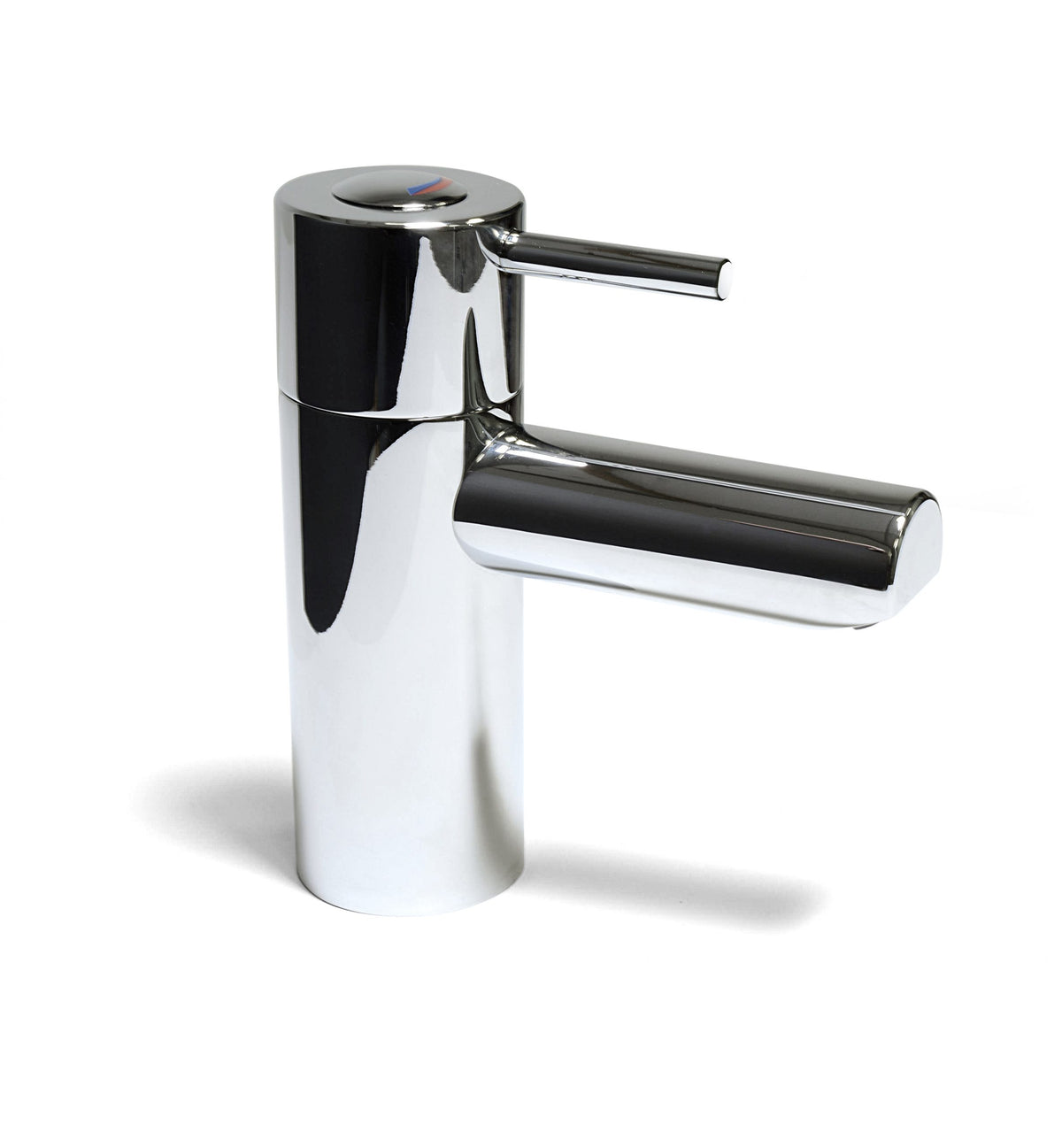 Chrome thermostatic basin mixer tap with peg lever handle, curved spout