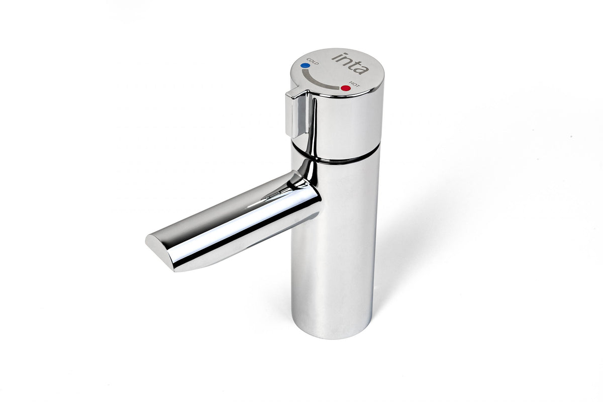 Chrome thermostatic basin tap with adjustable temperature control and spout