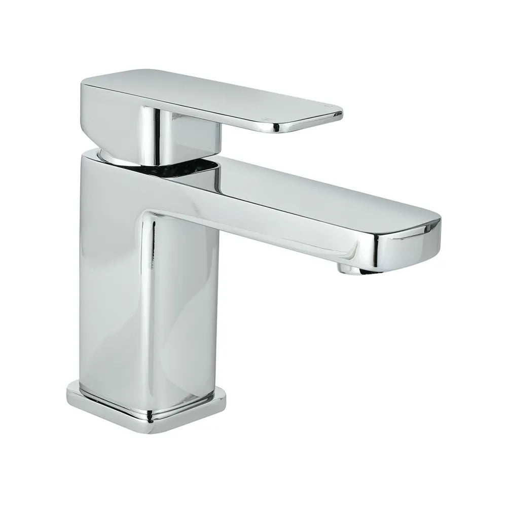 Chrome mono basin mixer tap with single lever and push waste