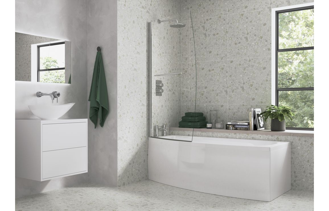 White bathtub with apron and internal basin