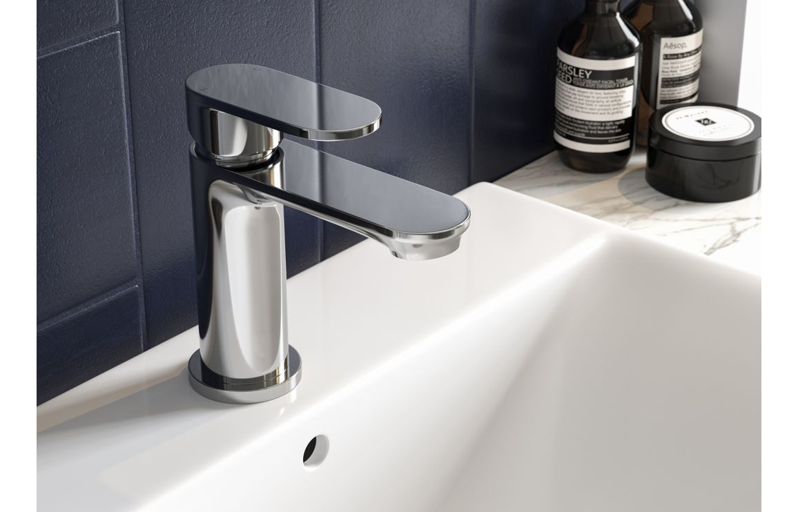 Chrome single-lever basin-mounted bath shower mixer tap