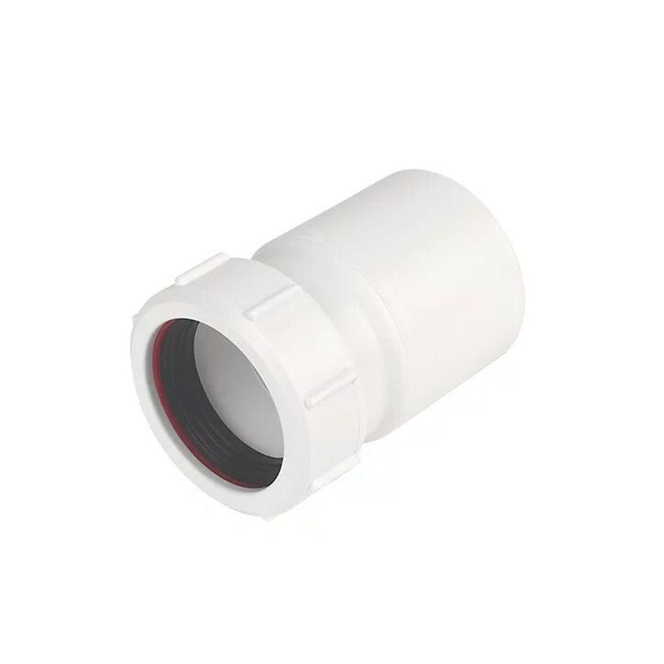 White compression straight reducer fitting with black inner seal and red ring, 50mm x 40mm