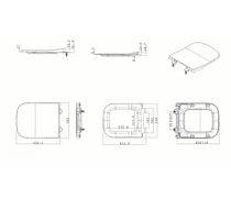 Toilet seat installation diagram showing dimensions and mounting points