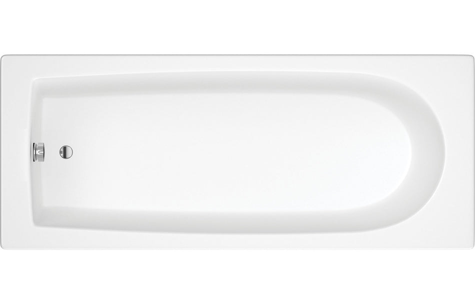 White single-ended bathtub with integrated legs and rounded interior
