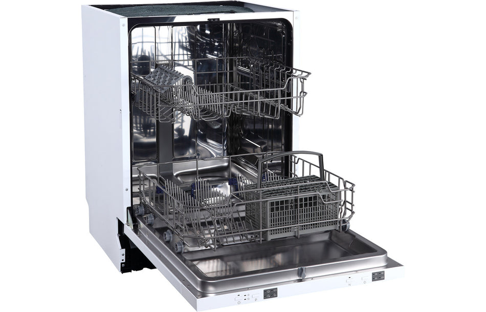 Prima 12-place freestanding dishwasher with open door and visible racks