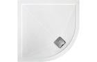 Quadrant shower tray, white resin with square anti-slip drain waste cover