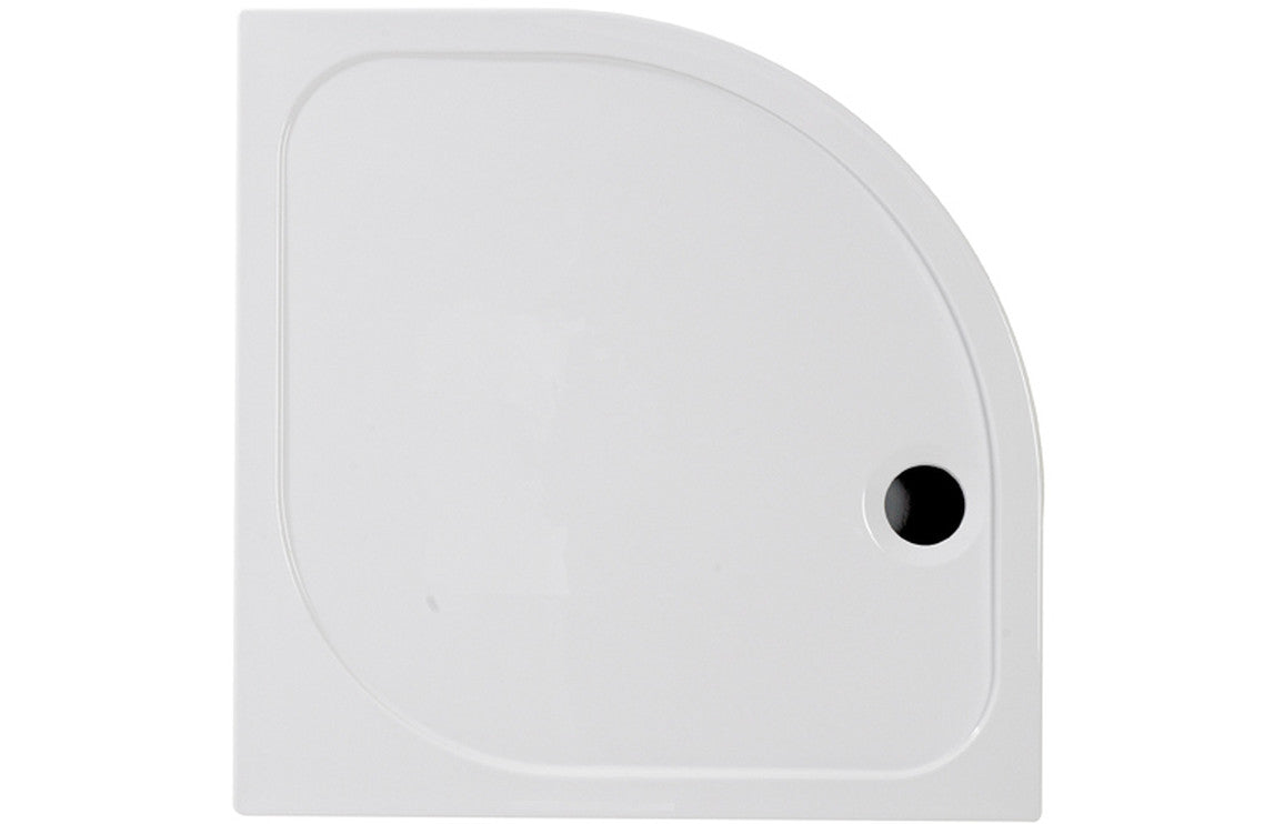 White quadrant shower tray waste outlet, rounded corner with side fixing hole