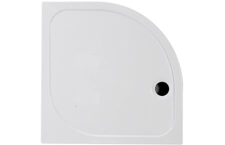 White quadrant shower tray waste outlet, rounded corner with side fixing hole