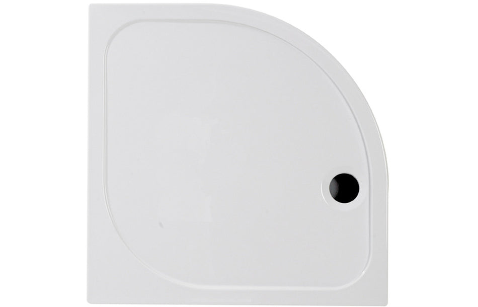 White quadrant shower tray waste outlet, rounded corner with side fixing hole